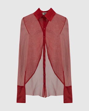 Marc Le Bihan Красная блузка из шелка с разрезом 26411