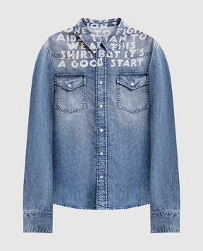 Maison Margiela MM6 Синя джинсова сорочка з принтом напису SH2DT0018M30029