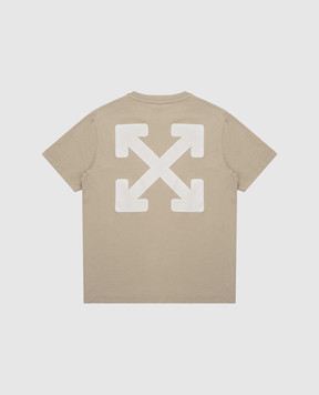 Off-White Детская футболка цвета хаки с логотипом OBAA002S25JER003