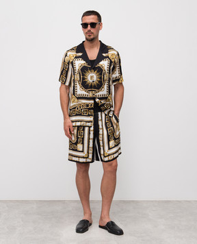Balmain Черная рубашка в брендовый принт FH1HN150VI41