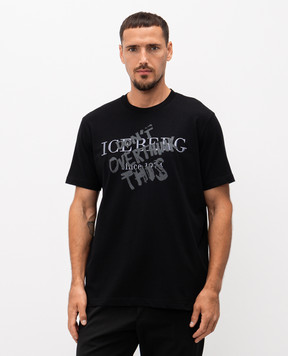 Iceberg Чорна футболка з брендовою вишивкою F0436327