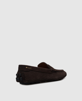 Bally Коричневые замшевые мокасины Kolton с логотипом. MSD02NSU035