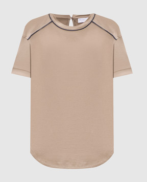 Brunello Cucinelli Бежева футболка з ланцюжком моніль M0T81FP330
