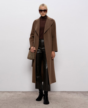 Max Mara Коричневое пальто POLDO на запах из шерсти POLDO
