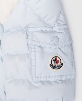 Moncler ENFANT Детский голубой пуховой комбинезон Indro с логотипом J29511G0000154A811824