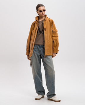 Maison Margiela MM6 Коричневая футболка с принтом логотипа S52GC0342S24312