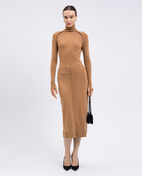 Victoria Beckham Коричнева спідниця з вовною 1325KSK006604A