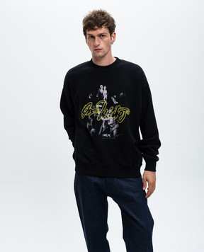 Off-White Черный свитшот с Script Mary с вышивкой логотипа OMBA054F24FLE004