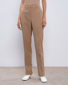 Jil Sander Бежевые брюки из шерсти с разрезами J02KA0287J40002