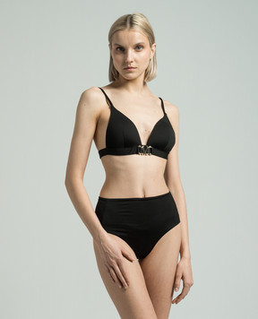 Max Mara Черный лиф от купальника ASTRA с металлической монограммой логотипа. ASTRA