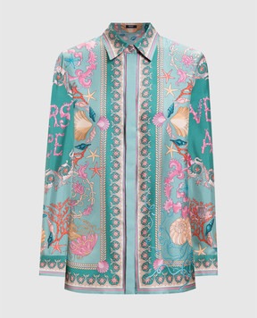 Versace Зелена блуза із шовку Underwater Barocco 10013601A14746