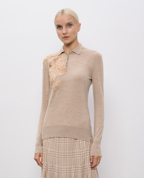 Ermanno Scervino Бежевое поло из шерсти с цветочным мотивом D475M321APATL
