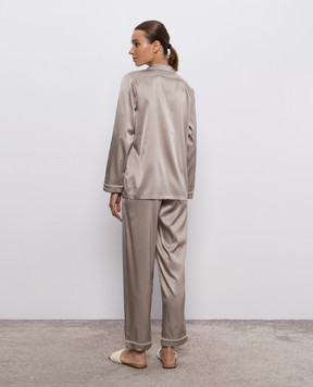 Dore & Rose Бежевая пижама из шелка с окантовкой PREMIUMSILKPJSET