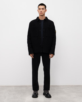 Stone Island Чорна утеплена сорочка з вовни K2S155100058S0IN1