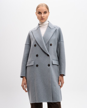 Brunello Cucinelli Блакитне двобортне пальто MD5039677