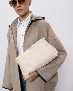 Bottega Veneta Біла шкіряна сумка-кісет Notte 839394V3IV0