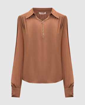 Twinset Коричнева блуза з ланцюжком 252TP2291