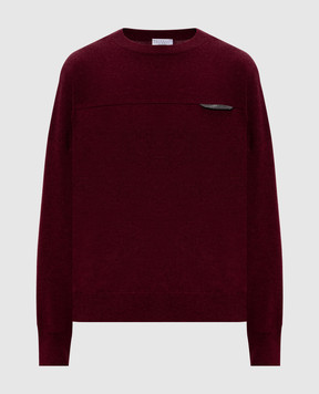 Brunello Cucinelli Бордовий джемпер з кашеміру з ланцюжком моніль M12212600P