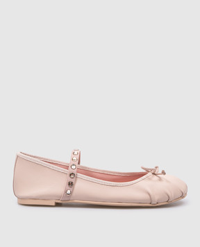 Pretty Ballerinas Дитячі шкіряні бежеві балетки Hannah з кристалами Swarovski 51250