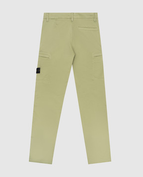Stone Island Детские зеленые брюки с патчем логотипа 81163101214