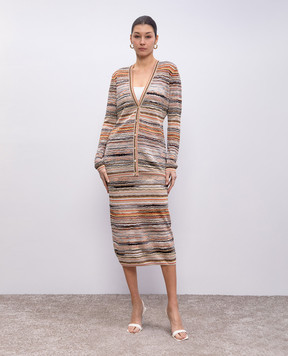 Missoni Бежевый кардиган в полоску с люрексом. DS25SM0BBK042C