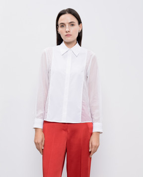 Peserico Біла блуза з шовком з ланцюжком моніль A06563A8932