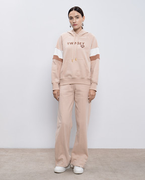 Twinset Бежевый спортивный костюм с нашивкой логотипа 242LI2CLL