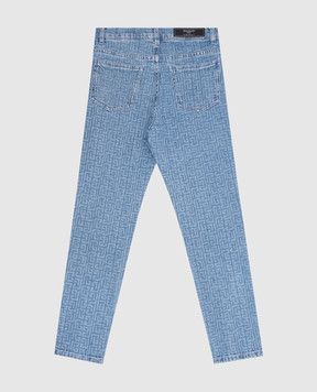 Balmain Детские синие джинсы в шаблон логотипа монограмма. BW6Q20Z2867410