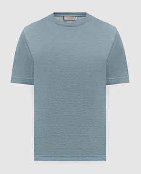 Canali Голубая футболка из льна MJ02244T0869