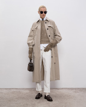Brunello Cucinelli Коричневый свитер с шерстью и кашемиром с пайетками MGN364310P