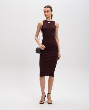 Alexander McQueen Бордова сукня міді з логотипом 815621QLAEE