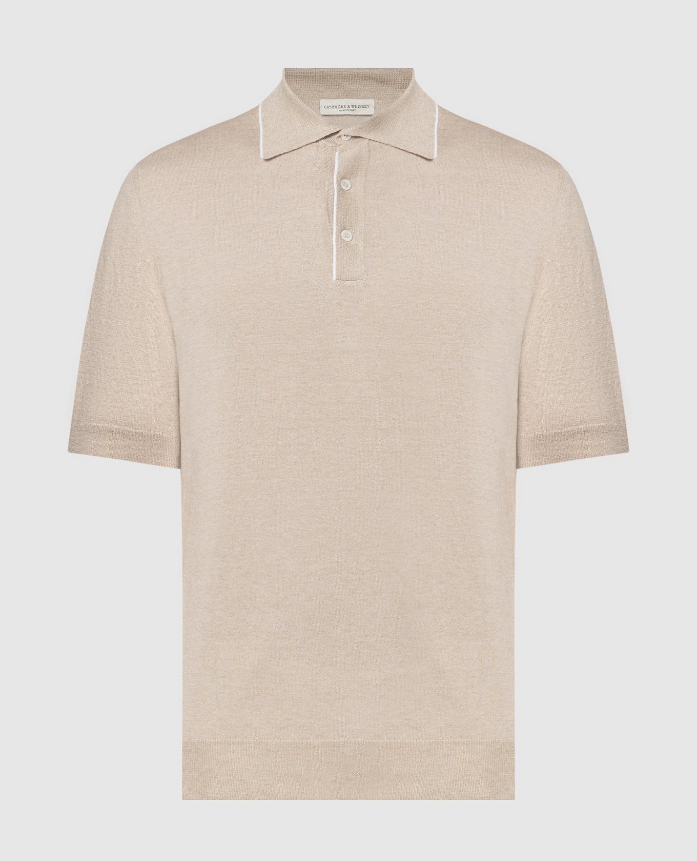 Beige polo with linen and cashmere