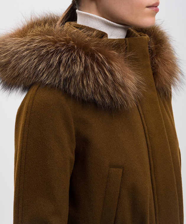 Loro Piana Коричневая парка Icery из кашемира с мехом FAF8086 изображение 5