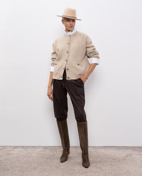 Brunello Cucinelli Бежевий кардиган з вовни, кашеміру та шовку M16725126