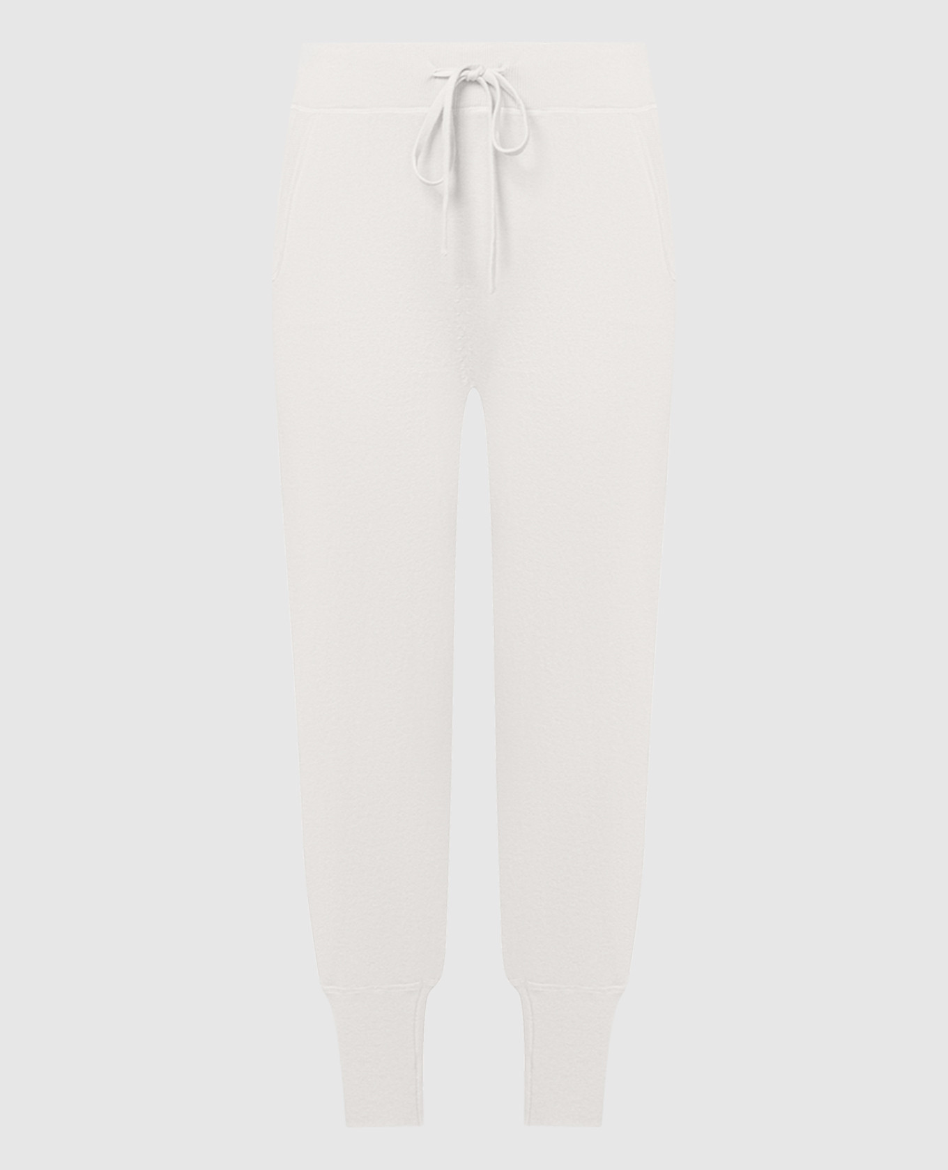 White joggers with silk and cashmere