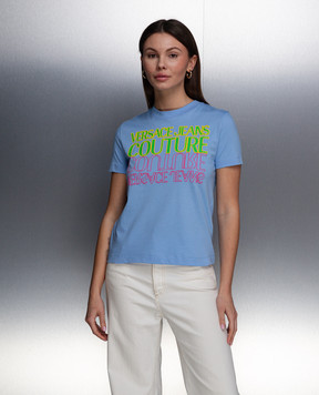 Versace Jeans Couture Блакитна футболка з логотипом 76HAHC01CJ01C