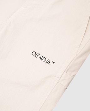 Off-White Дитячі бежеві штани з принтом логотипа OBCA009S25FAB001