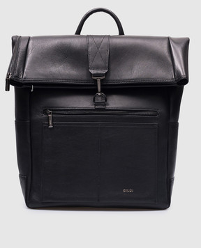 GIUDI Чорний шкіряний рюкзак з логотипом 12446GVE
