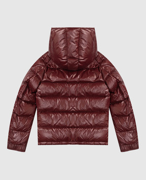Moncler ENFANT Дитяча коричнева пухова куртка з нашивкою логотипа K29541A12520689506