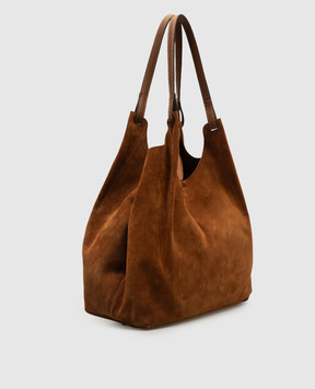 Gianni Chiarini Коричнева замшева сумка-тоут Dua з логотипом BS9780CMPL
