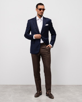 Stefano Ricci Синий пиджак из шерсти в клетку M1RF432000W0003T