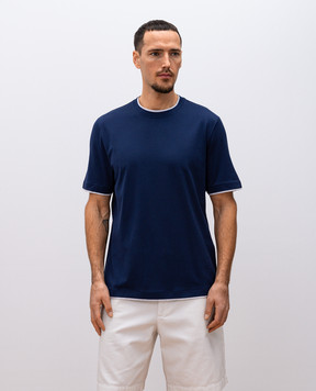Brunello Cucinelli Синяя футболка M0B137427