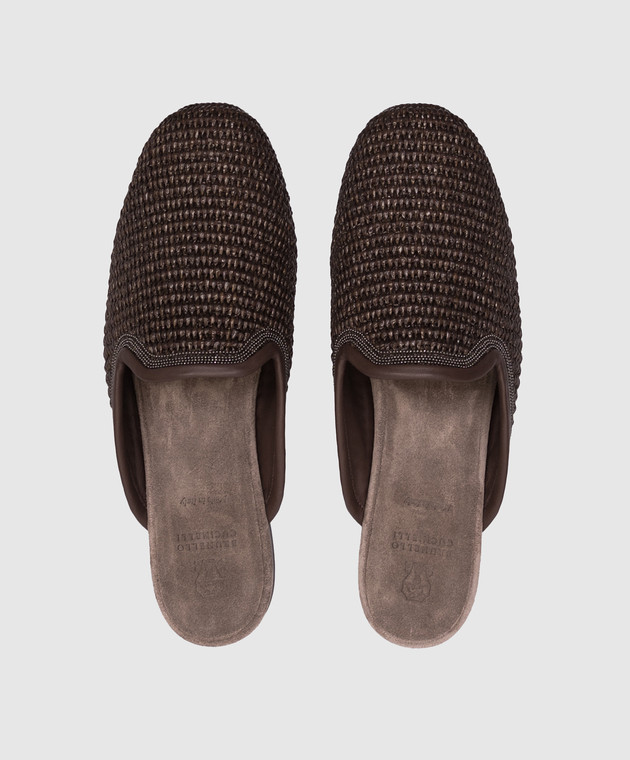 Brunello Cucinelli Коричневые мюли из рафии с цепочкой мониль MZ39C2904 изображение 4