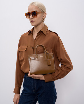 Saint Laurent Коричнева шкіряна сумка-тоут NANO 39203502G9W