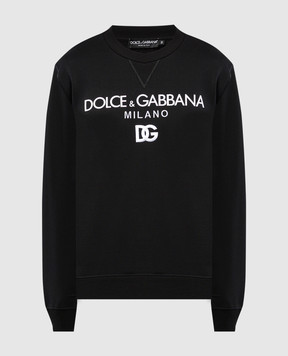 Dolce&Gabbana Чорний світшот з контрастним принтом логотипа G9ACGZFU7DU