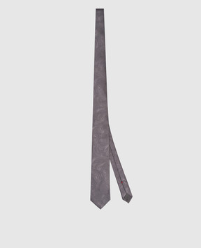 Brunello Cucinelli Серый галстук из шелка в узор MR8970018