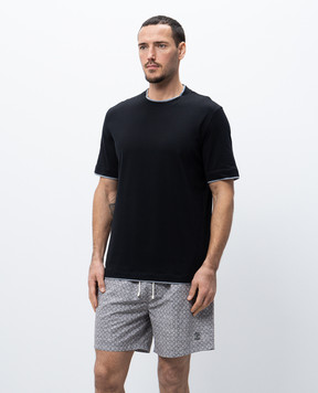 Brunello Cucinelli Черная футболка с эффектом наложения слоев M0B137427