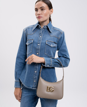 Dolce&Gabbana Бежева шкіряна сумка-хобо 3.5 BB7598AW576