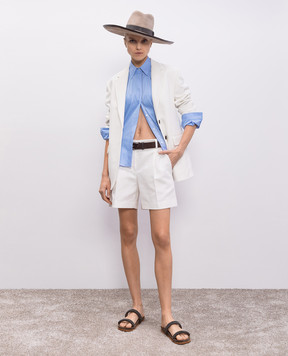 Brunello Cucinelli Белые шорты с леном с цепочкой мониль MH534P8923
