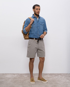Brunello Cucinelli Бежевая футболка в полоску M29805500